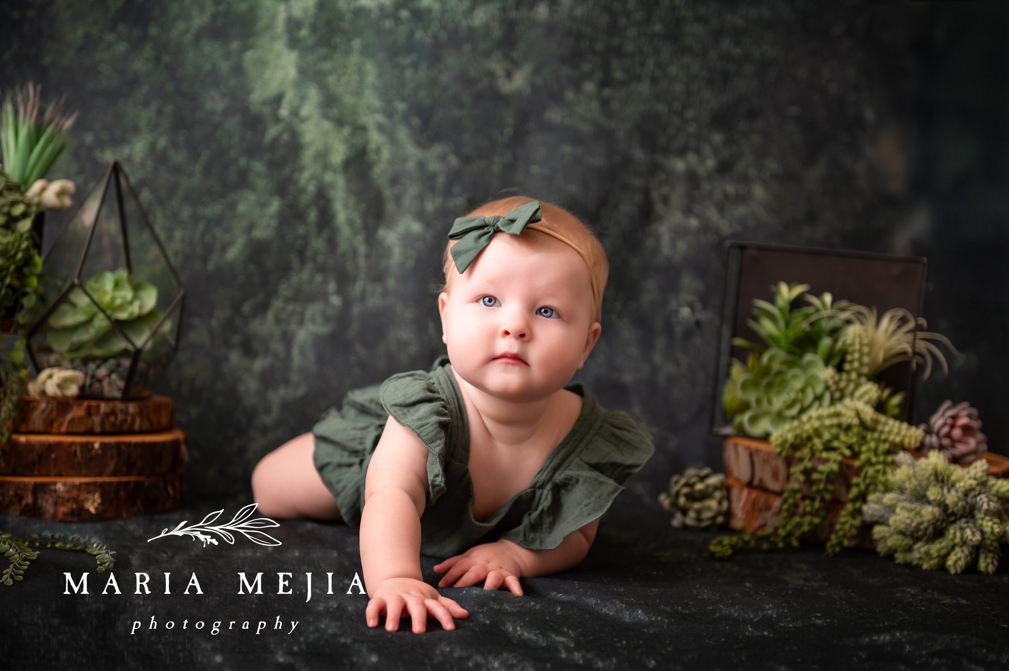 Deep Green Black Spot Abstract Backdrop LM-01389