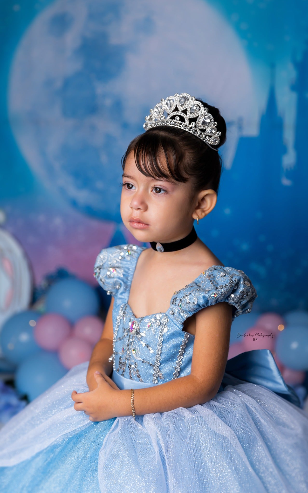Blue Backdrop Castle Backdrop Starry Moon Background for Baby Photography G-927