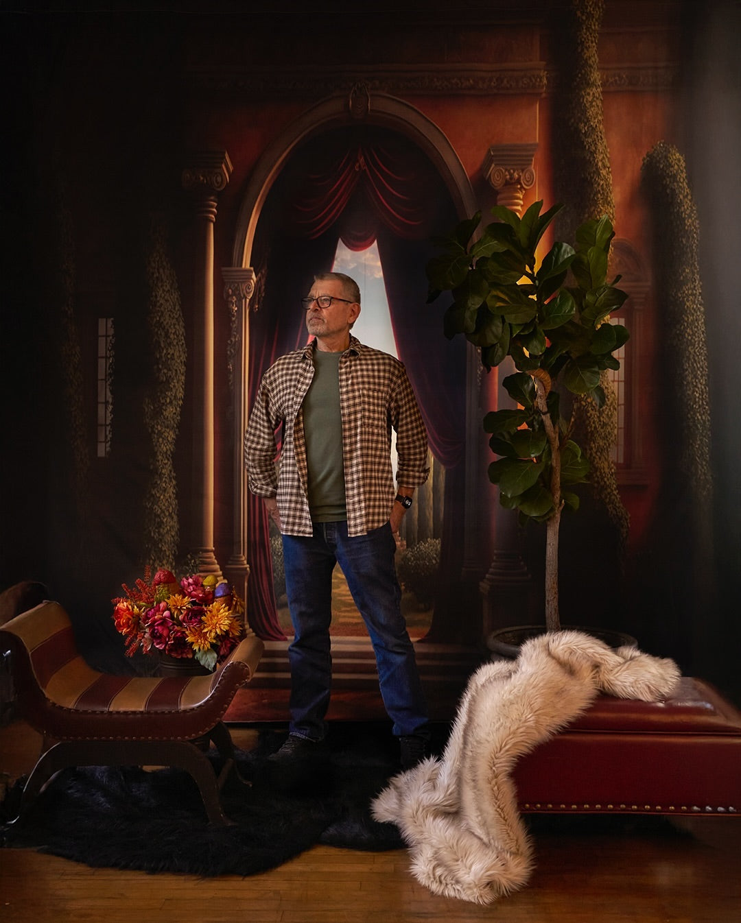 Arch Door Outside Scenery Room Backdrop M5-35