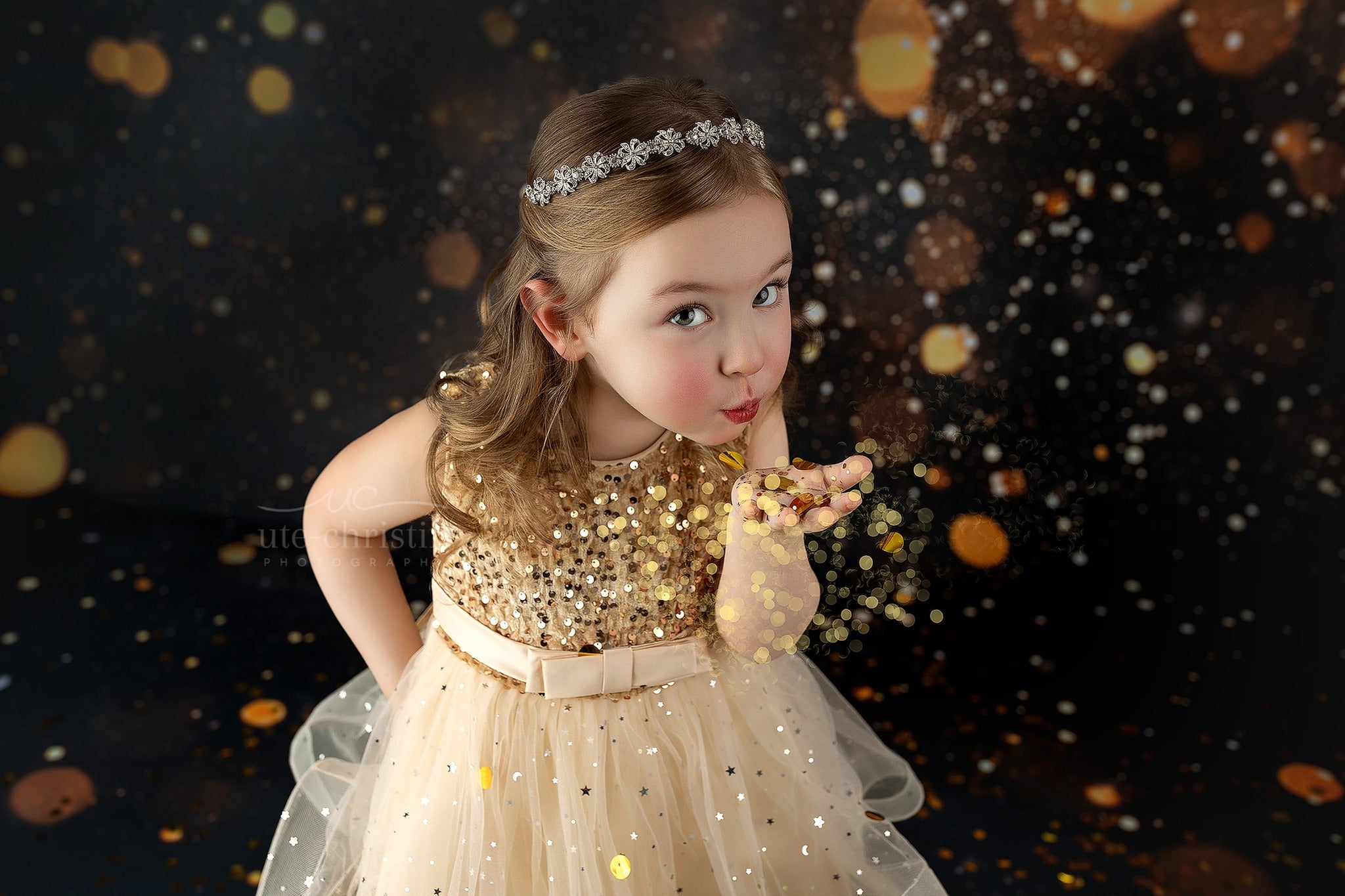 Glitter Bokeh Backdrop Golden Sparkling Glitter Lights Bokeh Backdrop MRR9-54