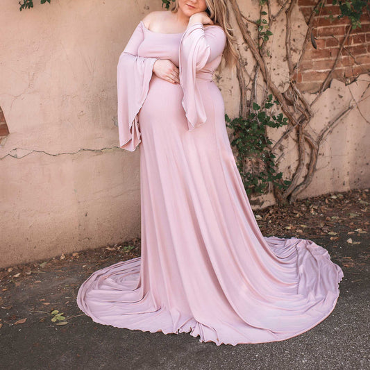 Simple court style strapless floor length maternity photography dress RB20