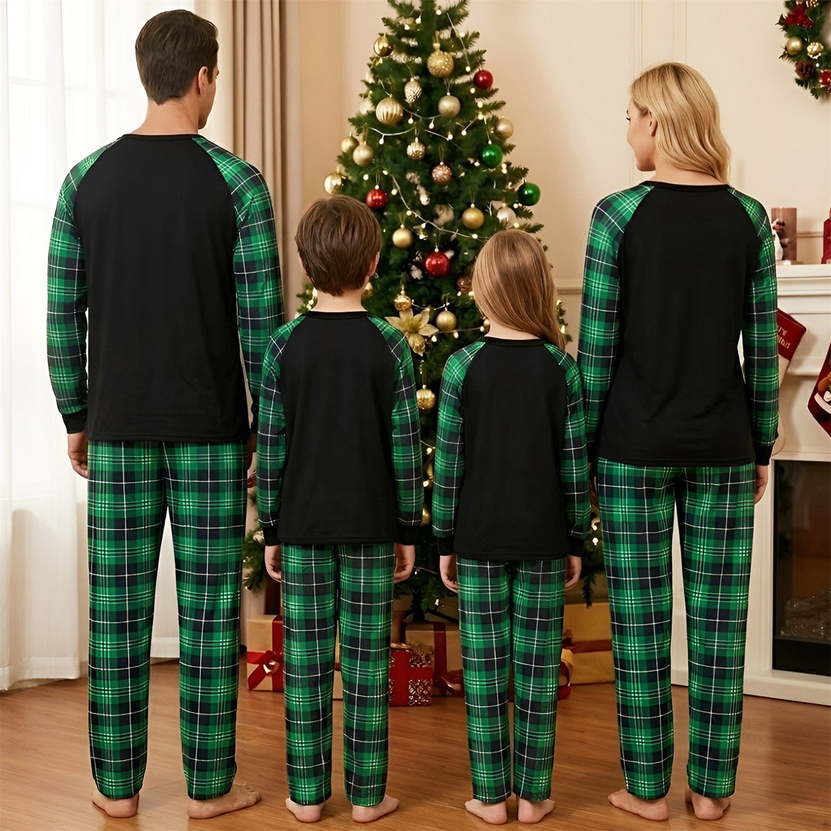 Vintage Christmas Pajamas Merry Christmas Santa Print Matching Holiday Pajamas CHP-17