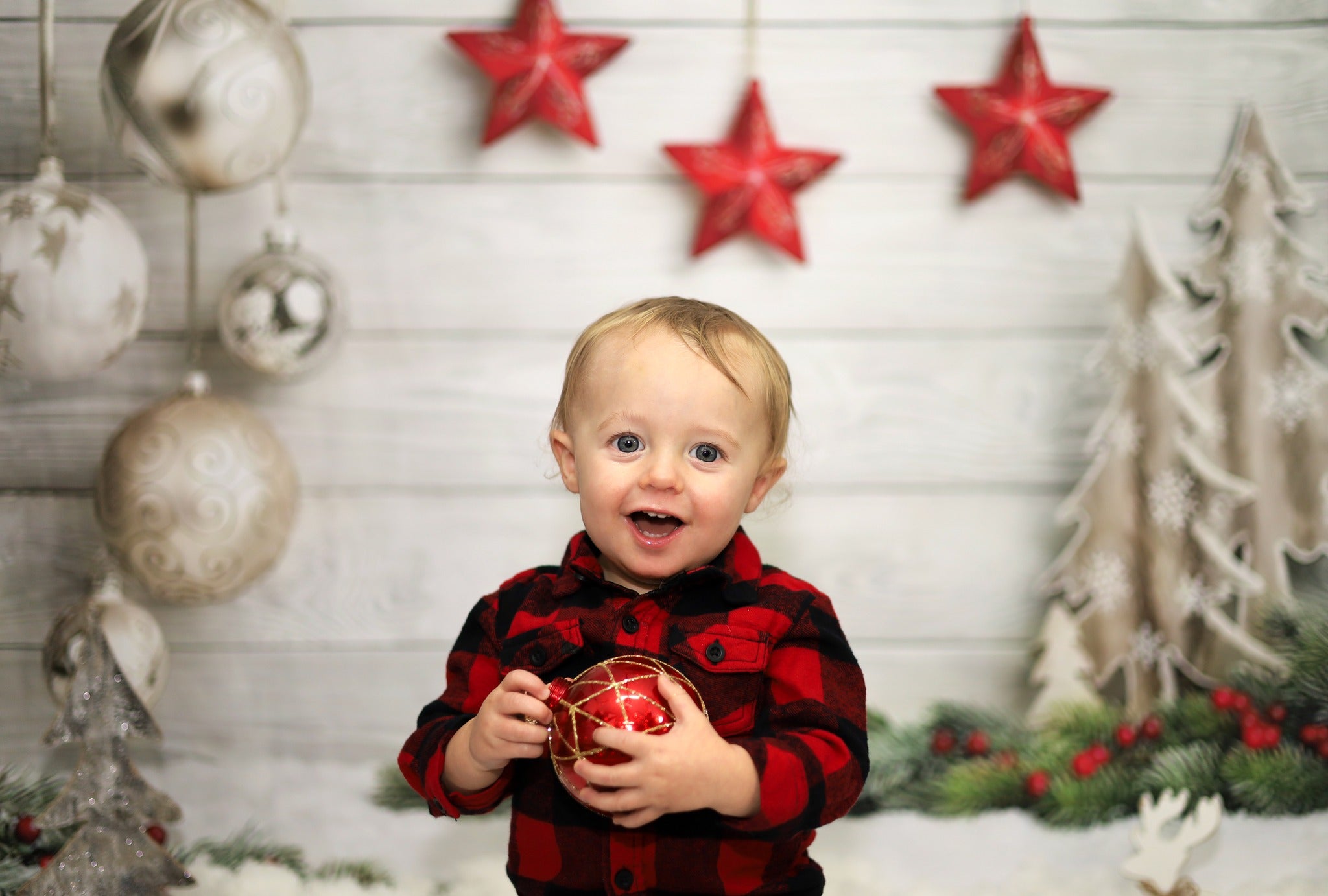 Christmas Decorations Wood Floor Photography Backdrop LV-866