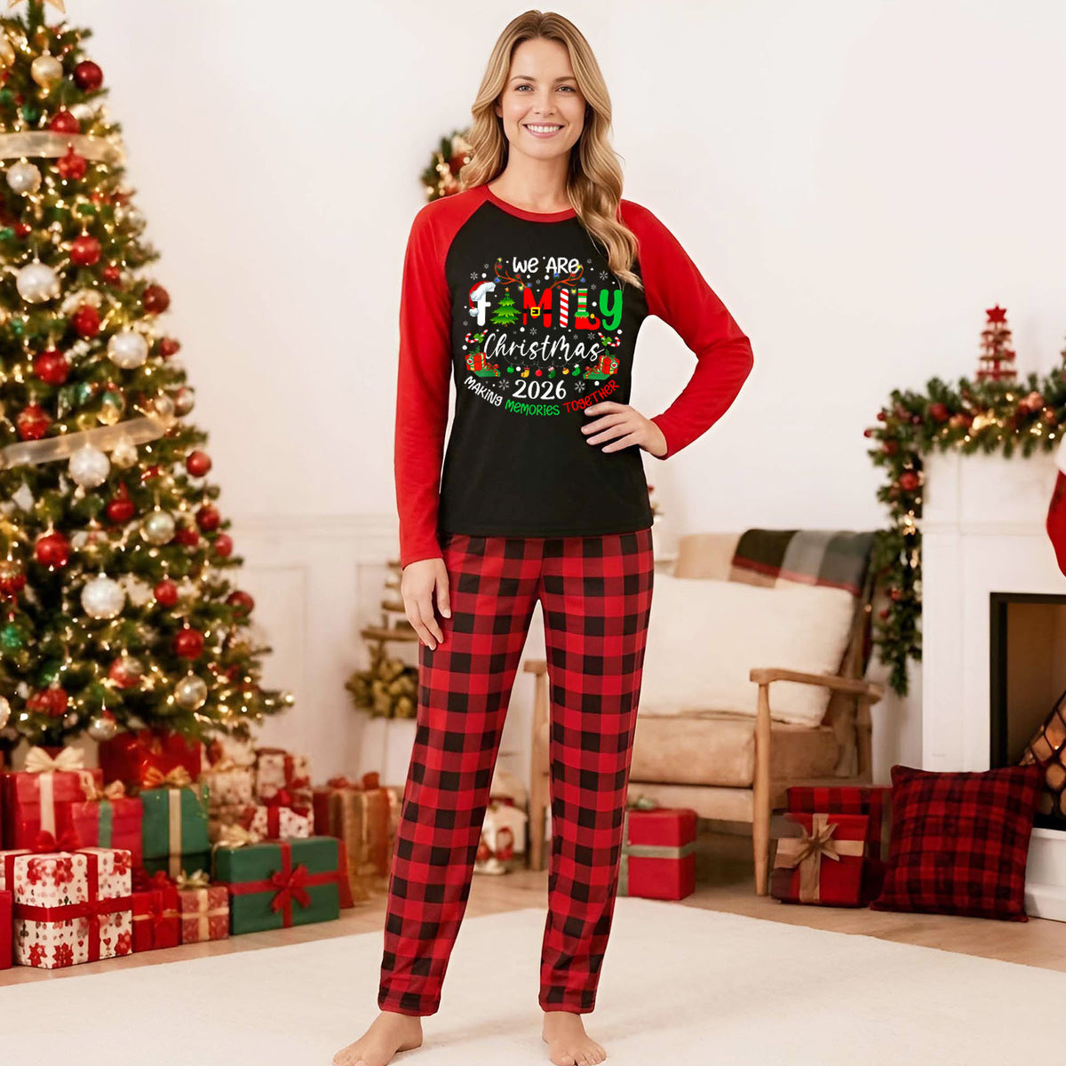 Christmas Sleepwear Festive Family Lettering Design Holiday Pajamas CHP-53