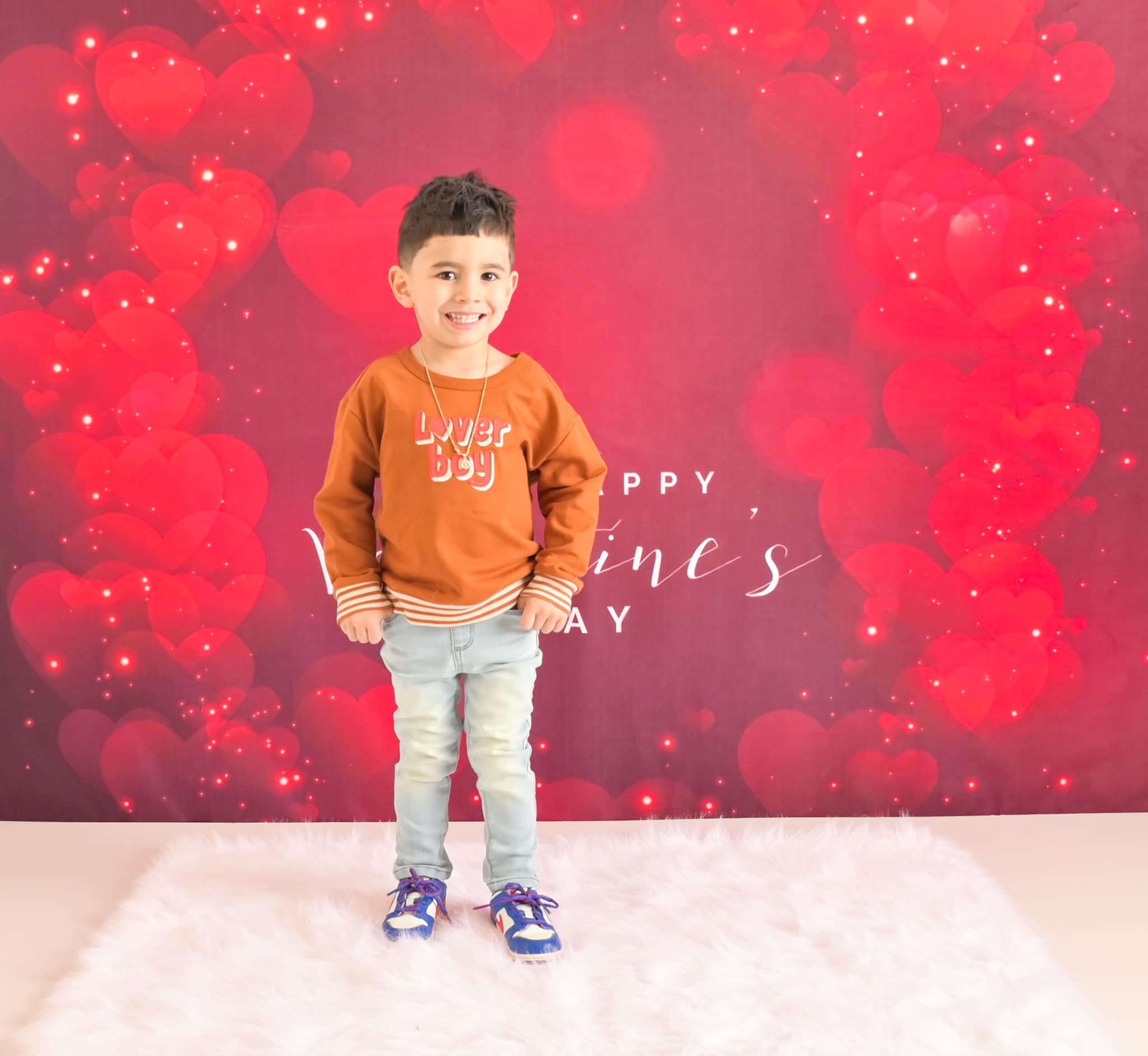 Happy Valentine's Day Decoration Red Hearts Backdrop for Photos D365
