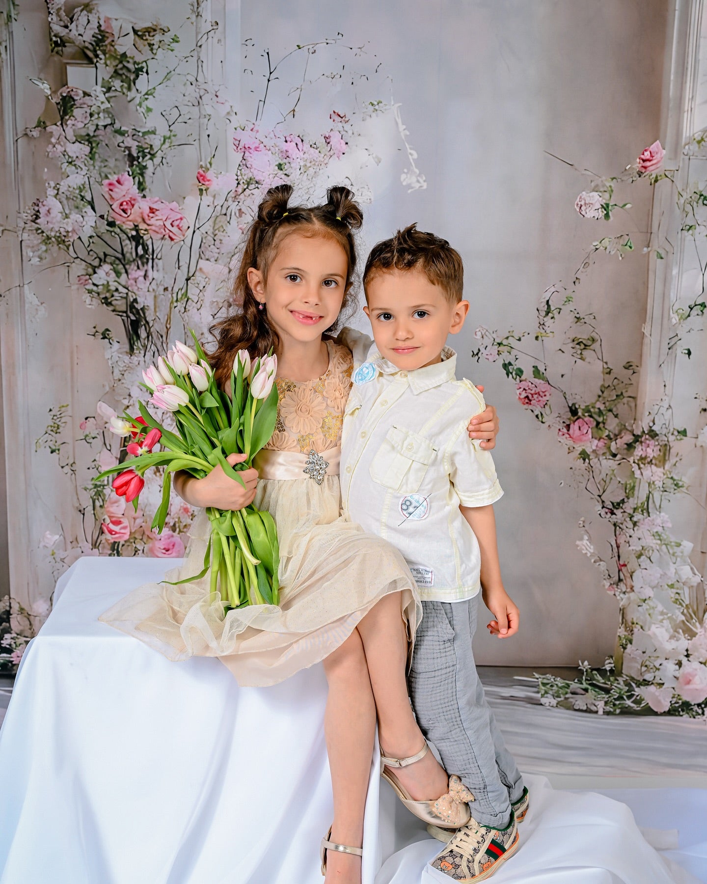 Mothers Day Backdrop Blooming Pink Roses Archway Backdrop GQ2-183