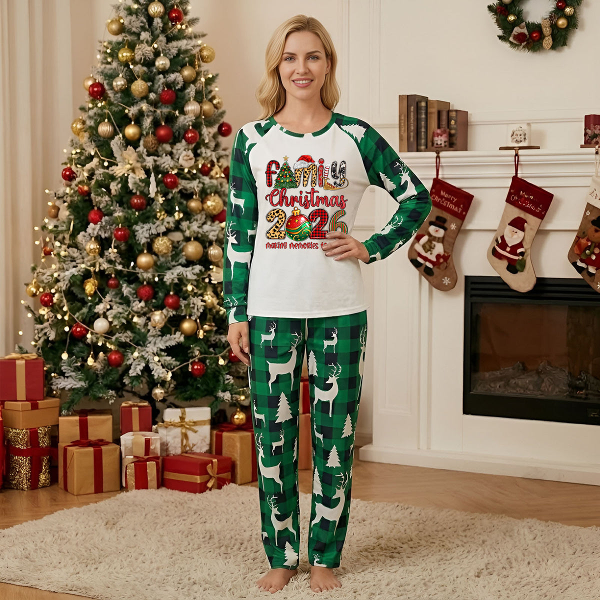 Christmas Eve Pajamas Colorful Letter Print Christmas Sleepwear CHP-10