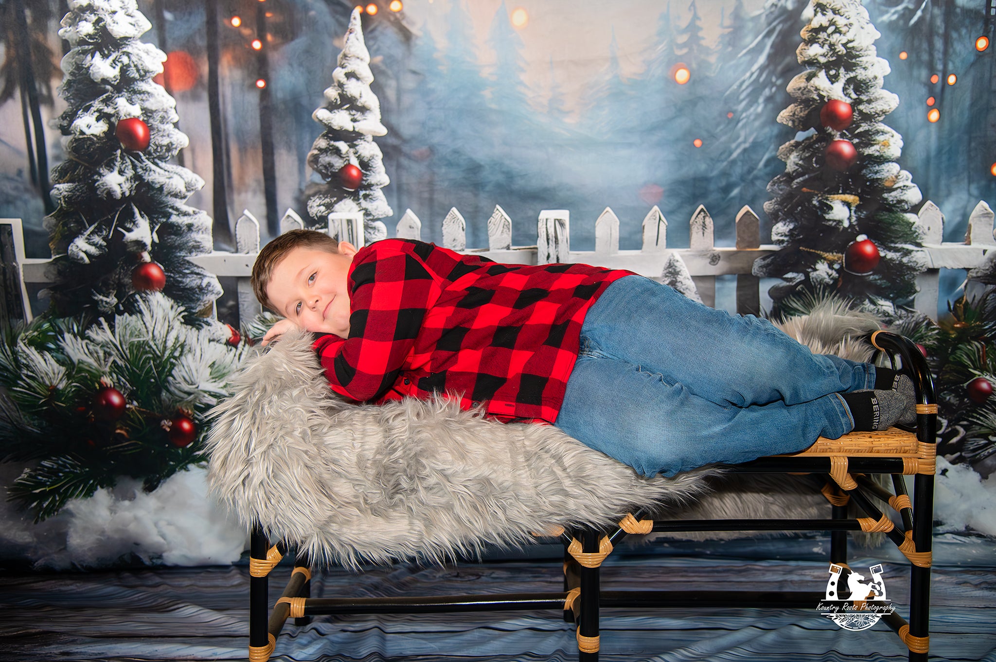 Christmas Snowy Forest Backdrop+Classic Wood Floor Backdrop RR8-571
