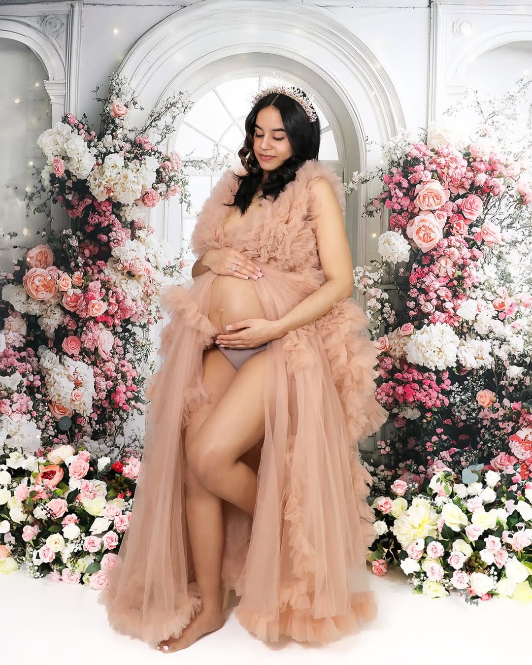 Mother's Day Backdrop Ideas Vibrant Flower White Arch Backdrop GQ2-163