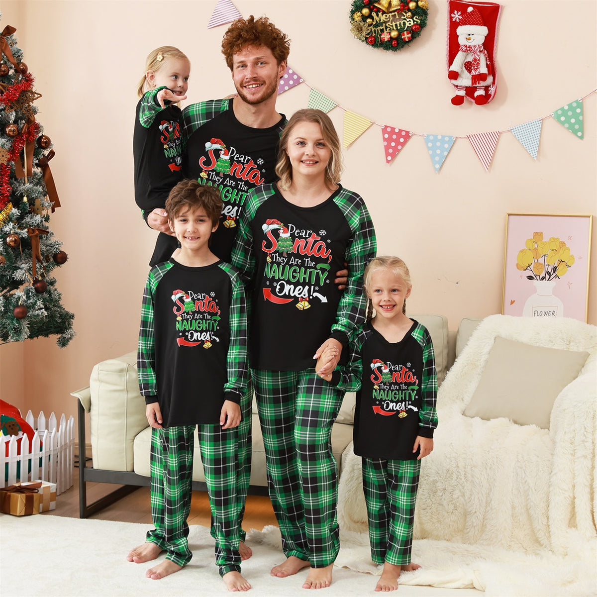 Christmas Sleepwear Naughty Santa Print Christmas Photo Session Outfits CHP-83