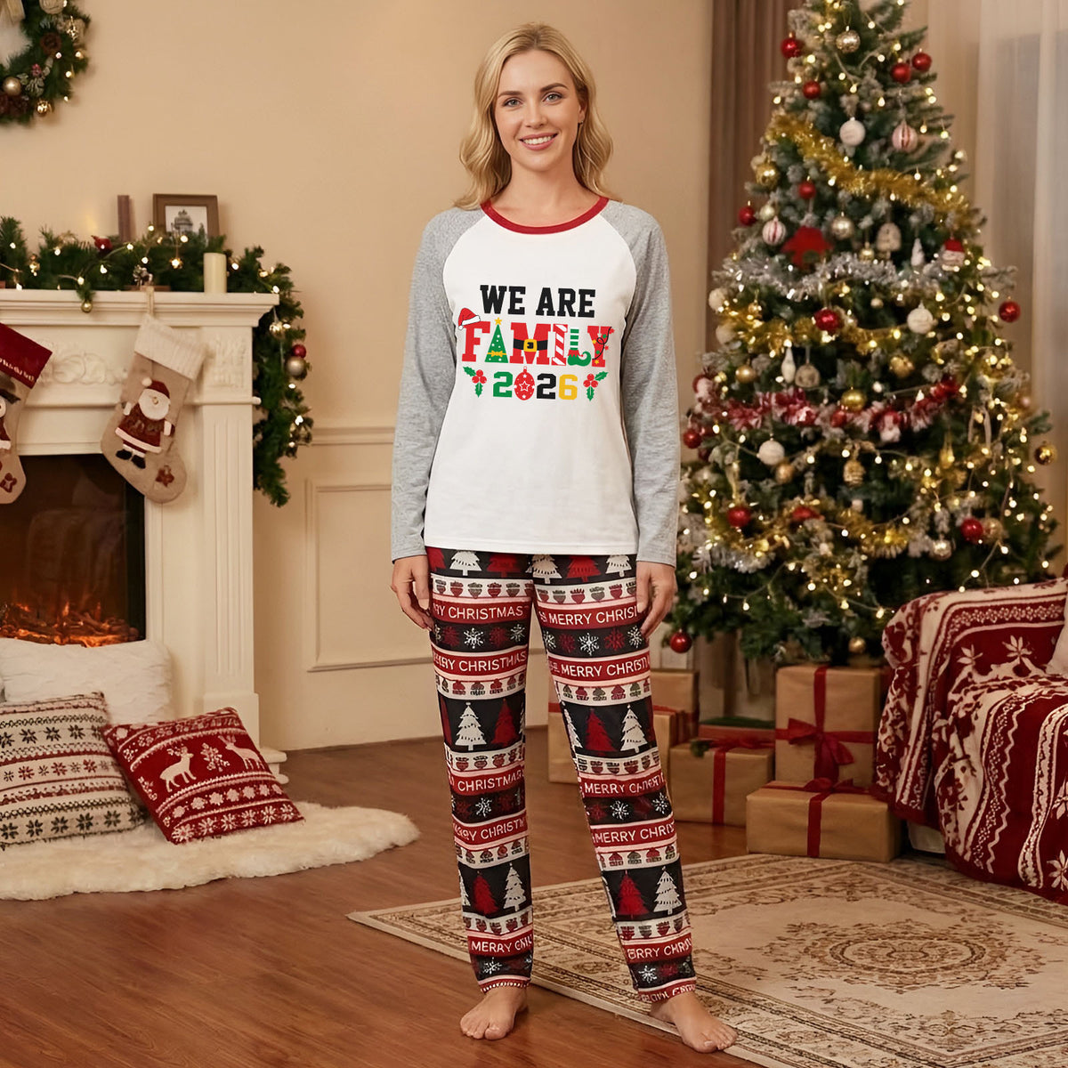 Holiday Matching Pajamas Bold Family Festive Typography Fair Isle Christmas Pajamas CHP-61