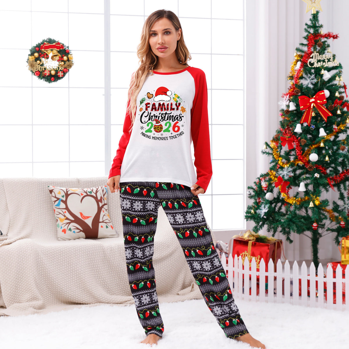 Christmas Pajamas Family Christmas 2026 Santa Hat Gingerbread Print Matching Family Sleepwear CHP-126