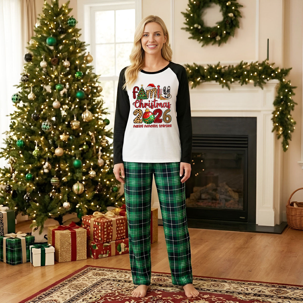 Christmas Matching Pajamas Colorful Patterned Typography Family Christmas PJs CHP-71
