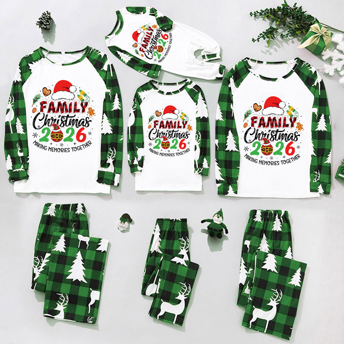 Christmas Pajama Set Santa Gingerbread Print Christmas Nightwear CHP-2