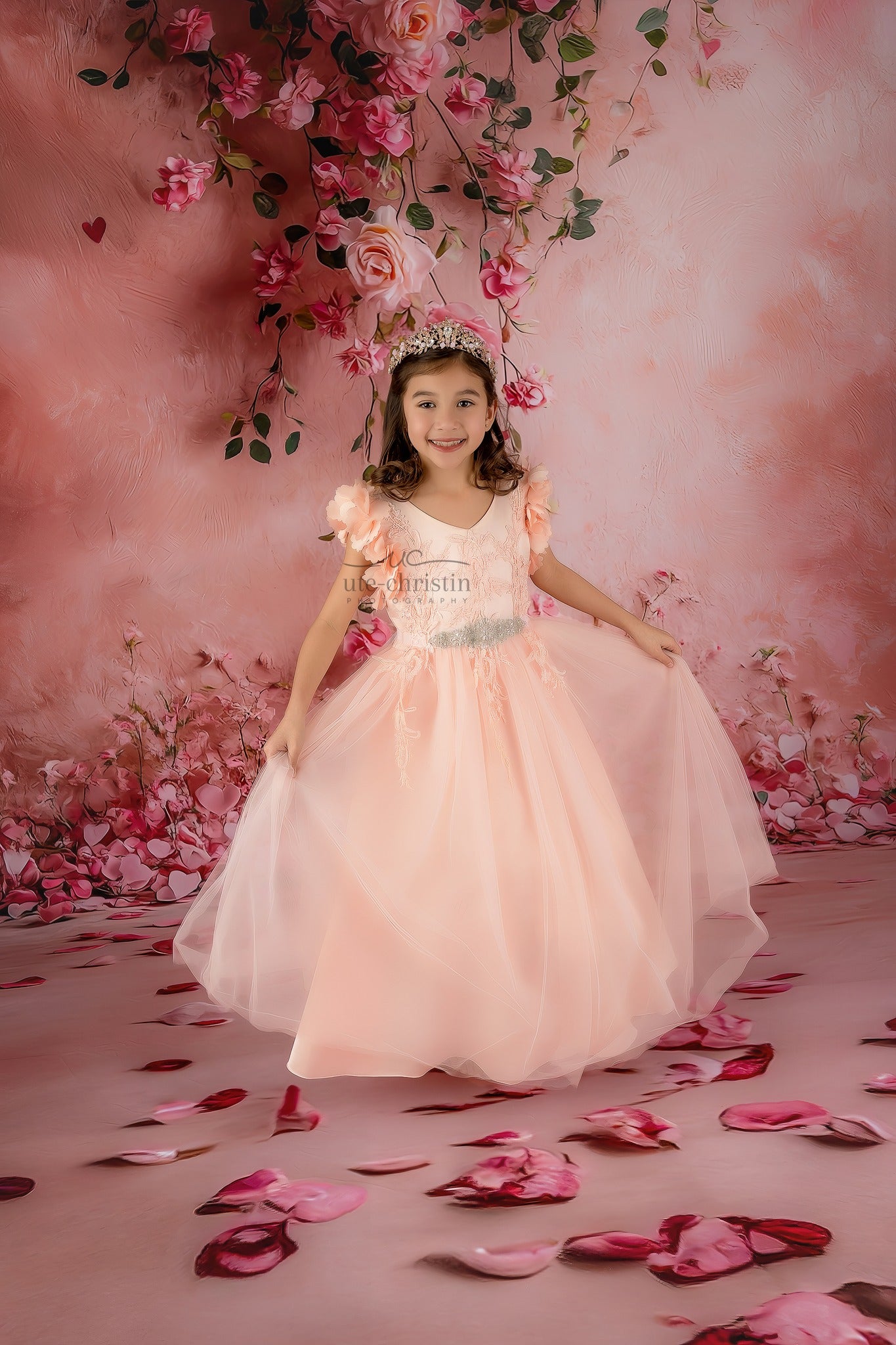 Flower Wall Backdrop Pink Rose Floral Hearts Backdrop Floral Backdrop MRR9-52