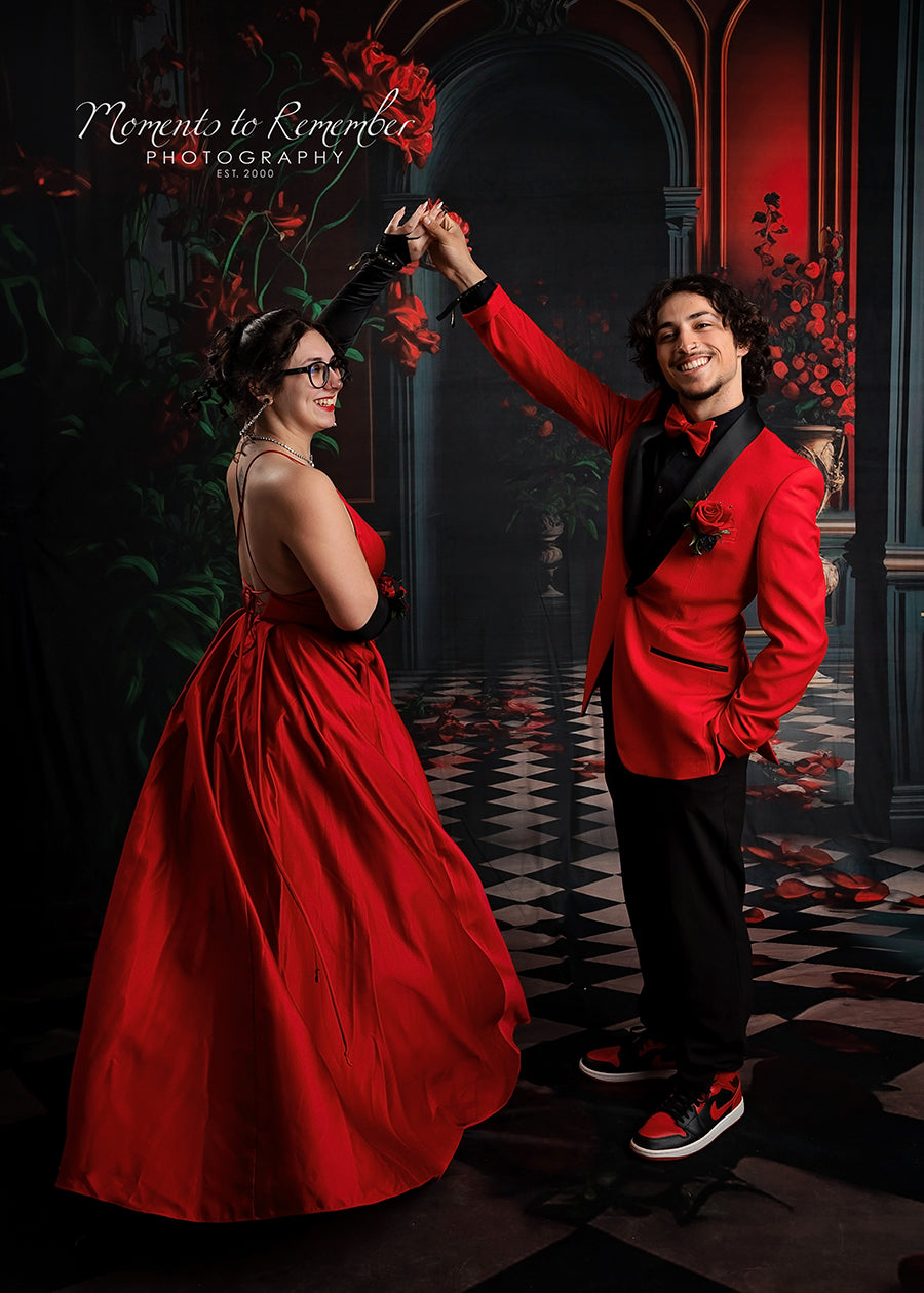 Room Interior Flower Arch Door Backdrop M5-10