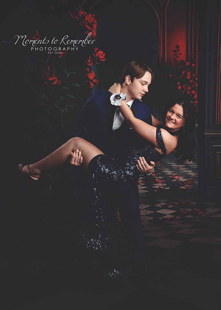 Room Interior Flower Arch Door Backdrop M5-10