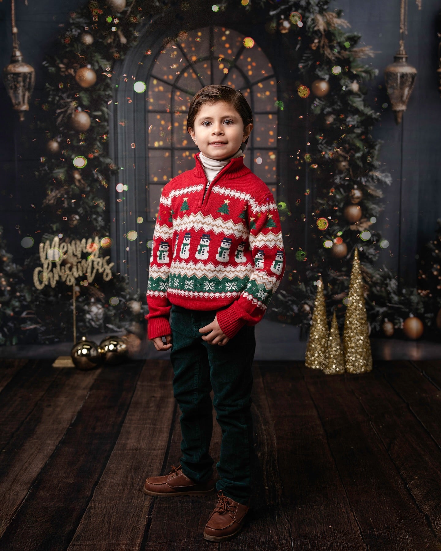 Christmas Tree Green Wall Door Backdrop RR8-345