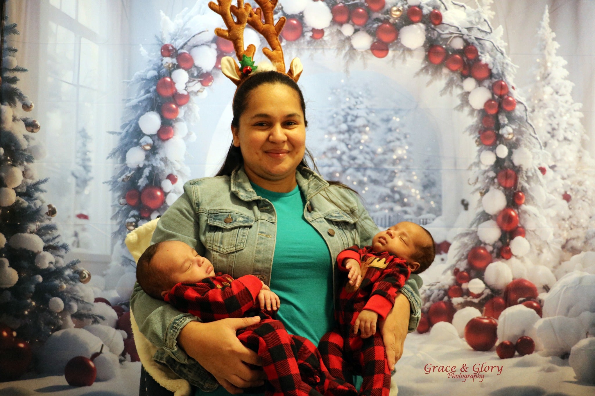 Christmas Balls Wreath Photography Backdrop RR7-742
