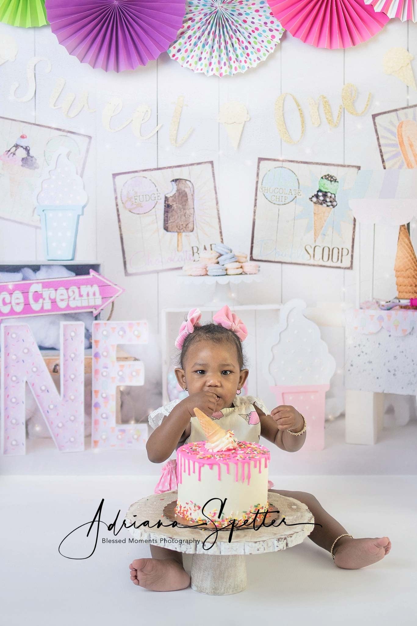 1st Birthday Backdrop Sweet Ice Cream Party Cake Smash Backdrop MRR10-41