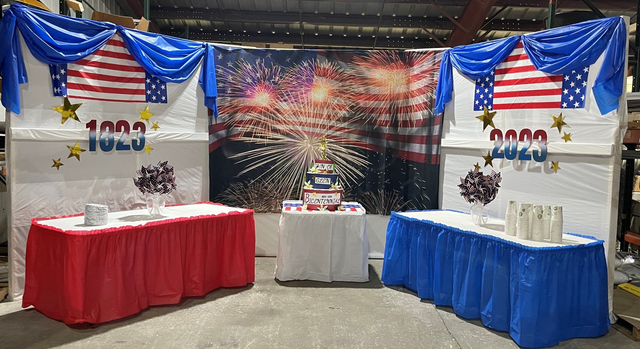 Firework American Flag 4th of July Backdrop M6-20