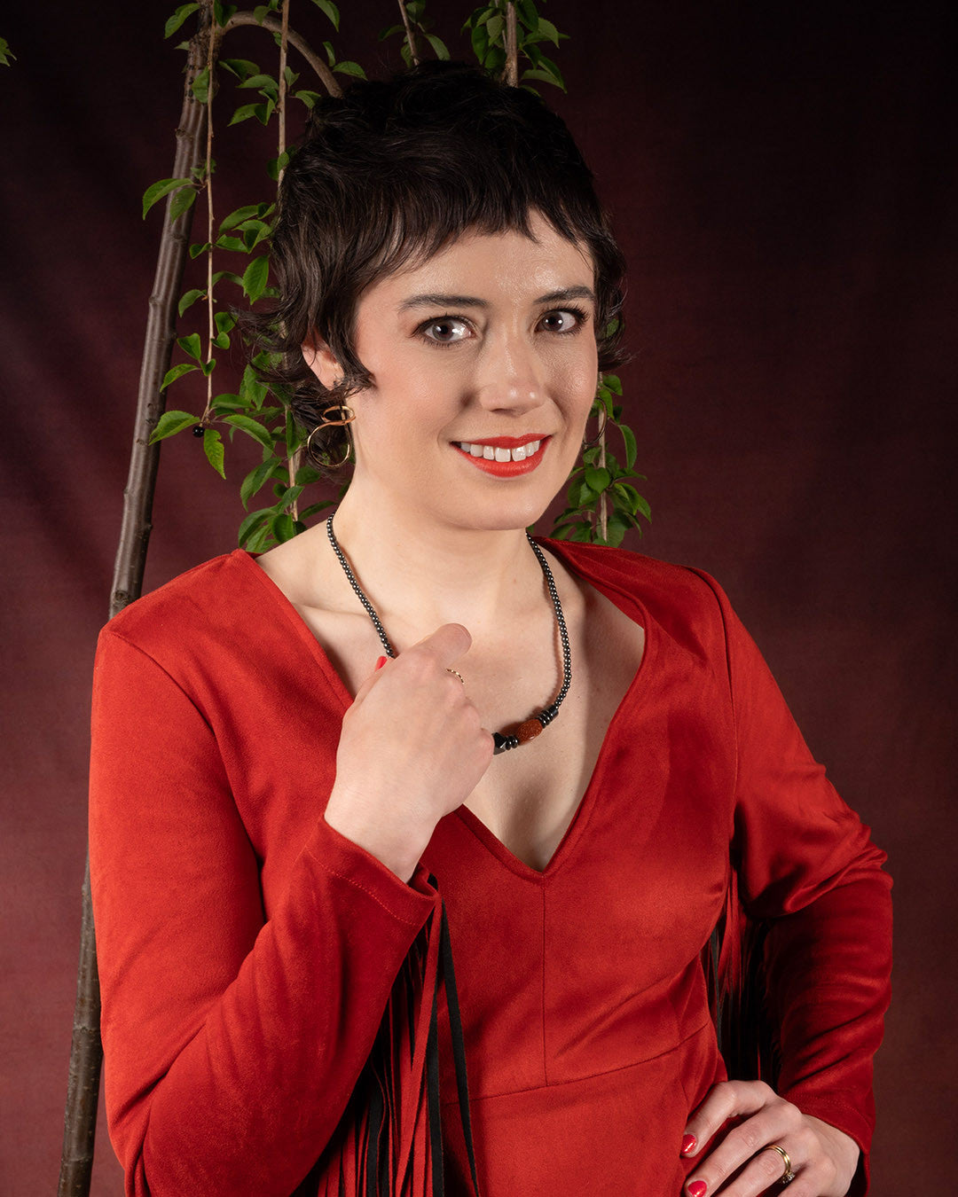 Abstract Brown Red Blurred Backdrop for Portrait Photography SH692