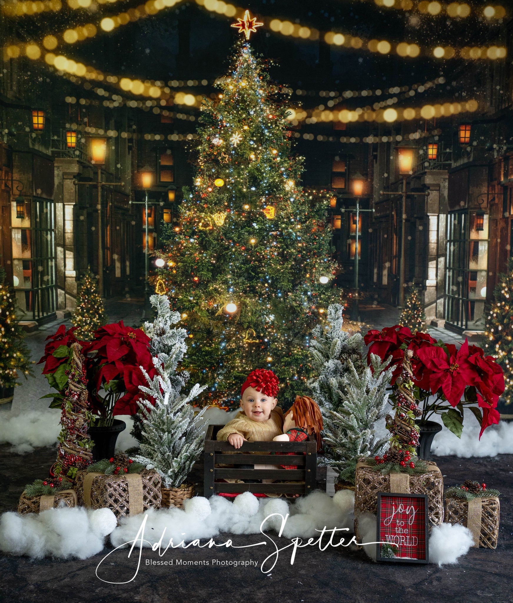 Christmas Tree Backdrop Festive Night Street Christmas Backdrop MRR10-42