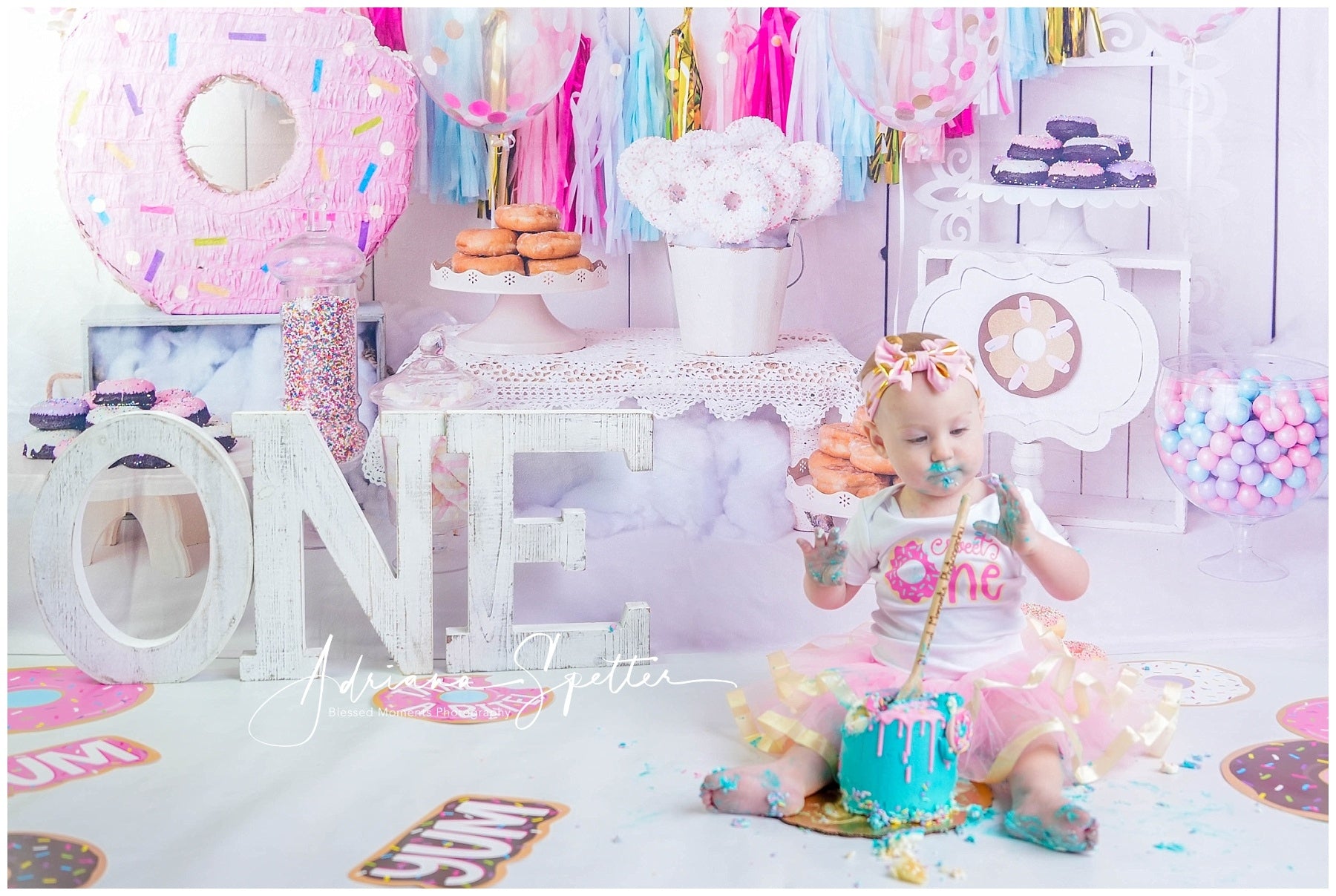 Birthday Backdrop Donut Themed Party Cake Smash Backdrop MRR10-30