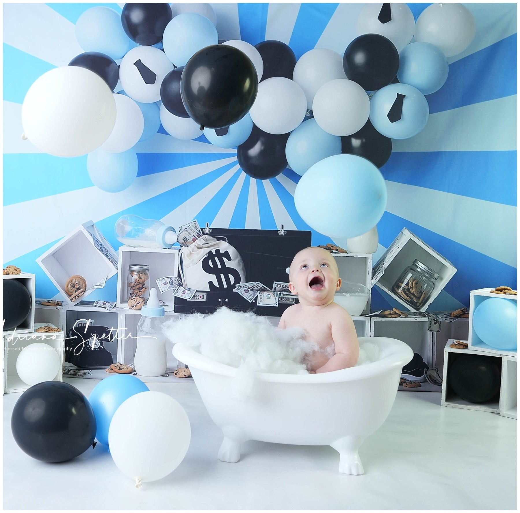 Cake Smash Backdrop Money Baby Theme Party Birthday Backdrop MRR10-47