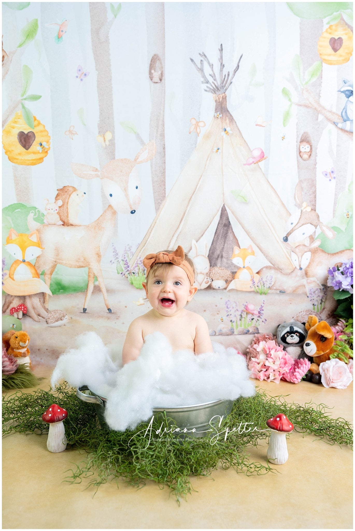 Forest Backdrop Animals Tent Trees Newborn Photography Backdrop MRR10-29