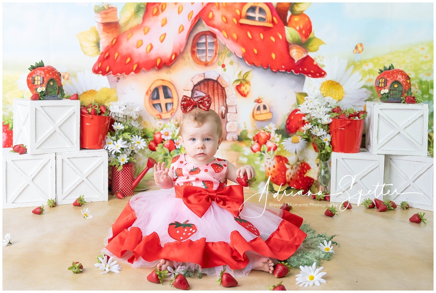 Children Backdrops Strawberry House Flowers Newborn Backdrop MRR10-28