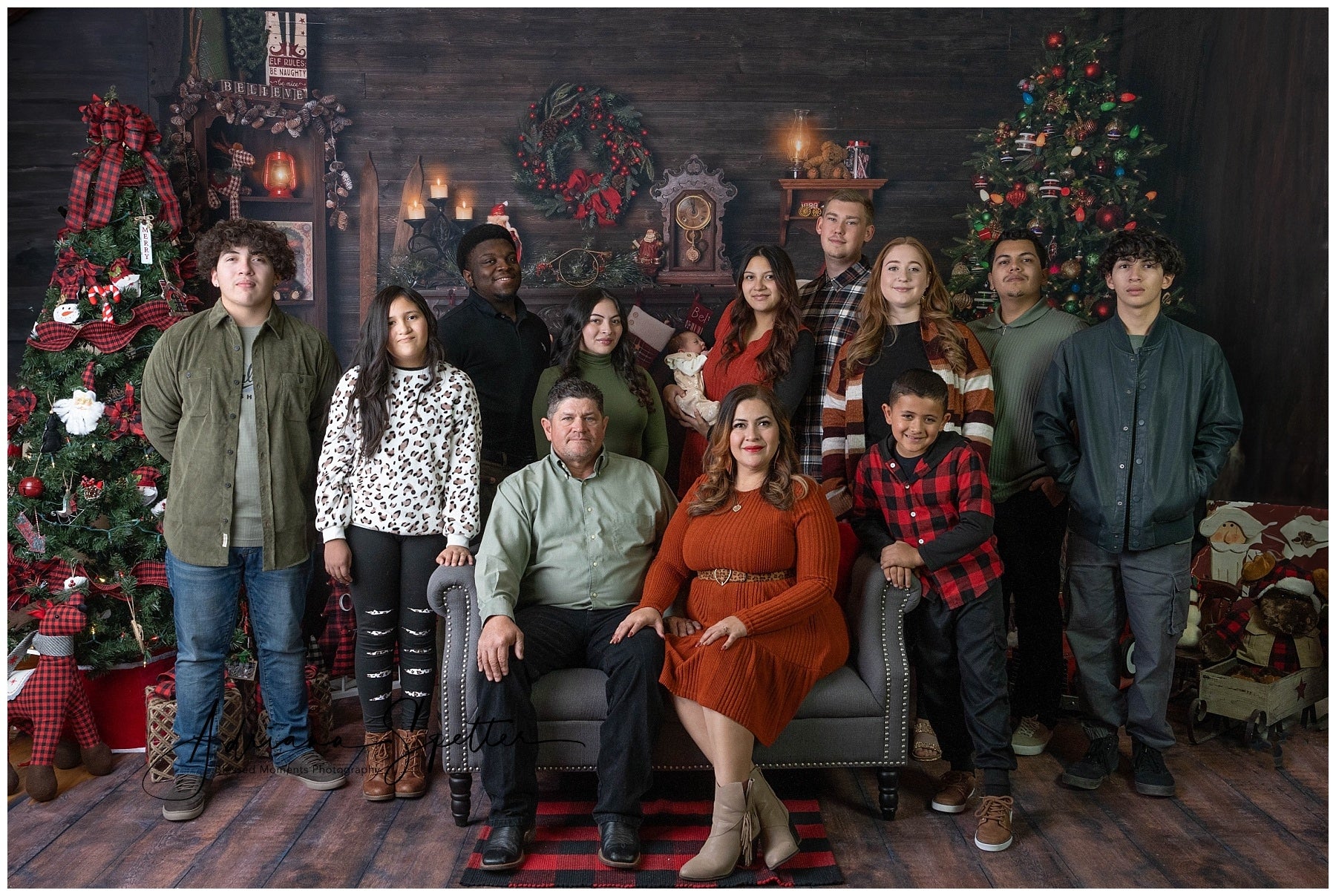 Christmas Backdrop Wood House Fireplace Stockings Christmas Photo Backdrop MRR10-52