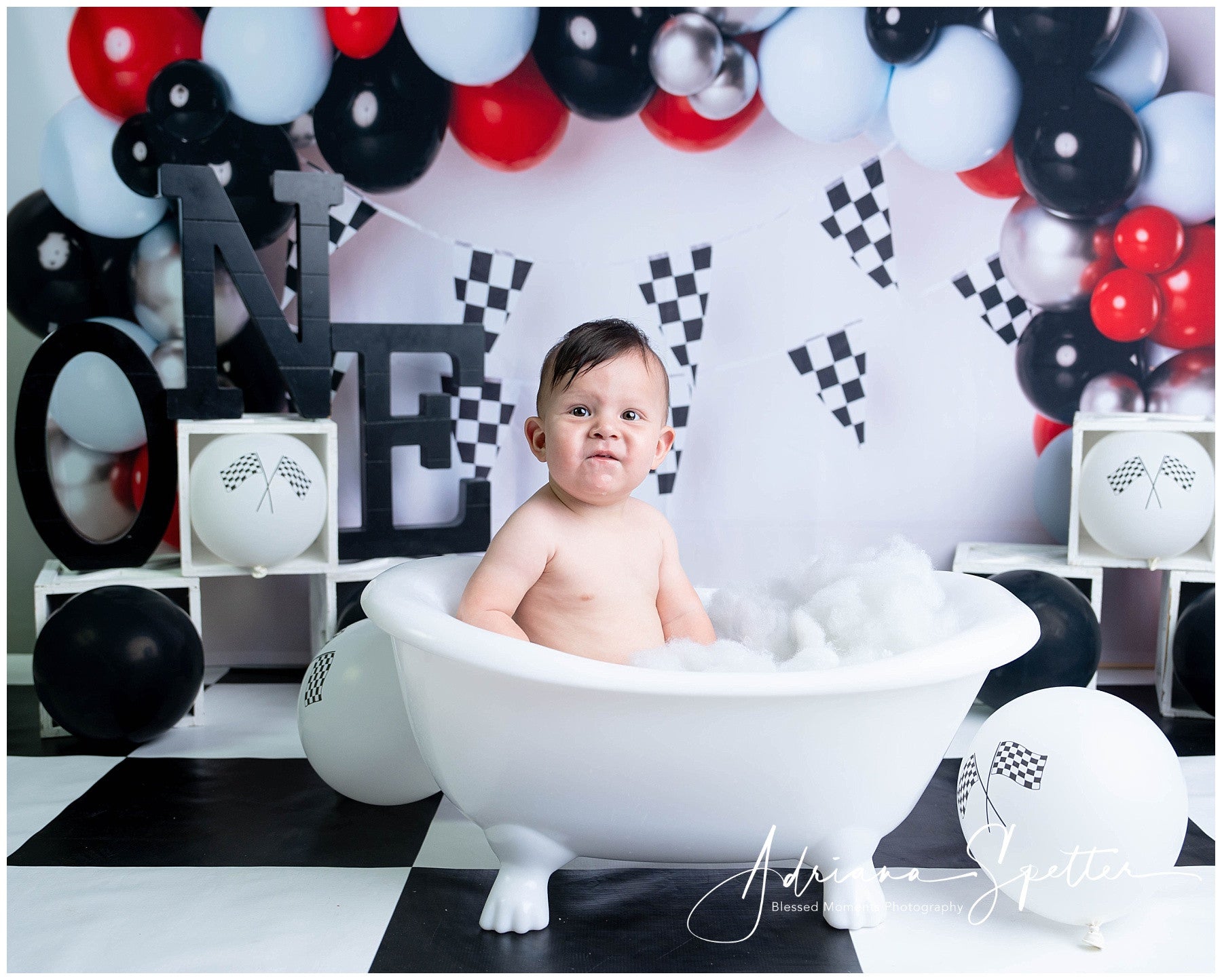 Cake Smash Backdrops Race Car Balloon Arch Birthday Backdrop MRR10-21