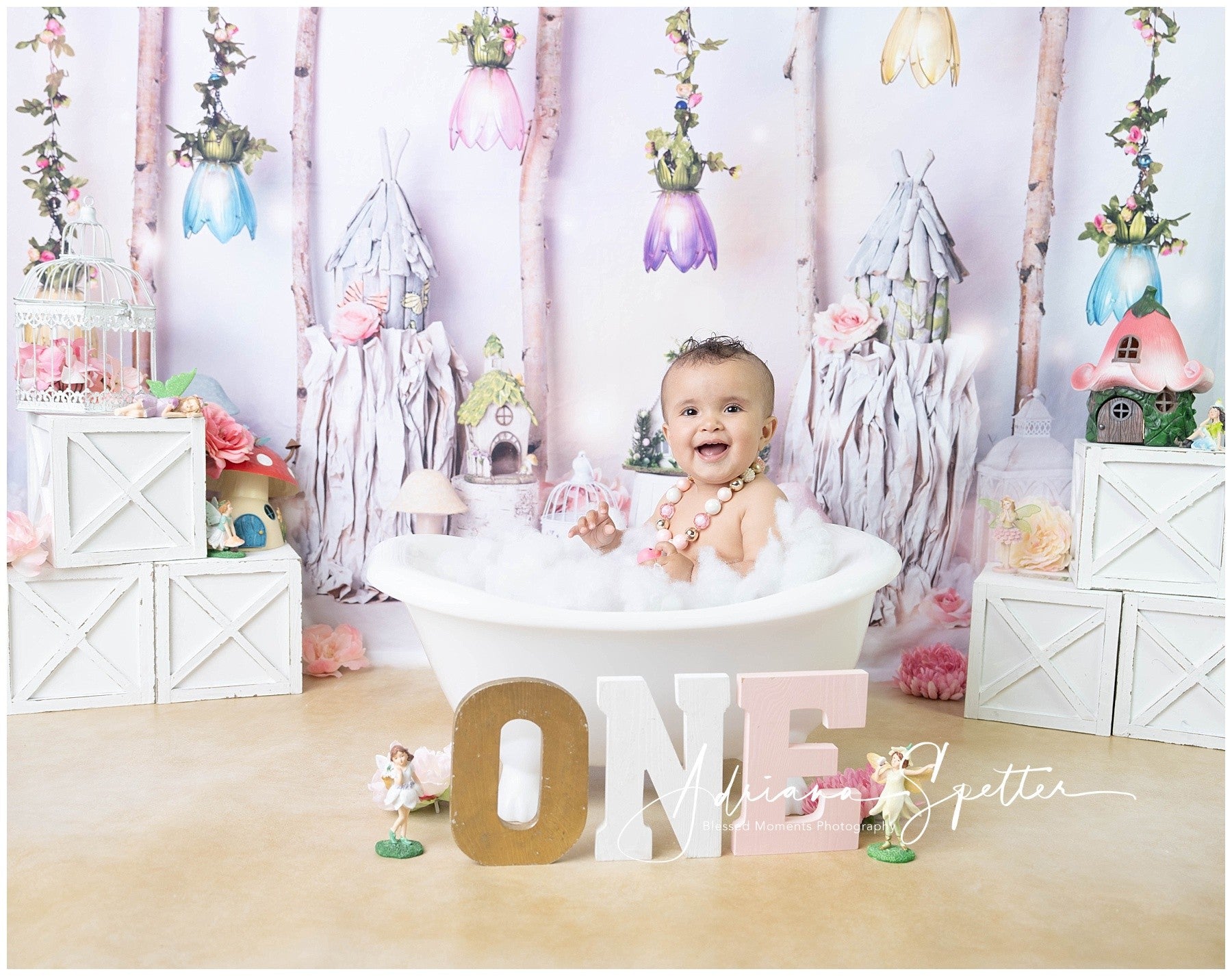 Kids Photo Backdrop Fairy Tale Cottage Flowers Newborn Backdrop MRR10-25