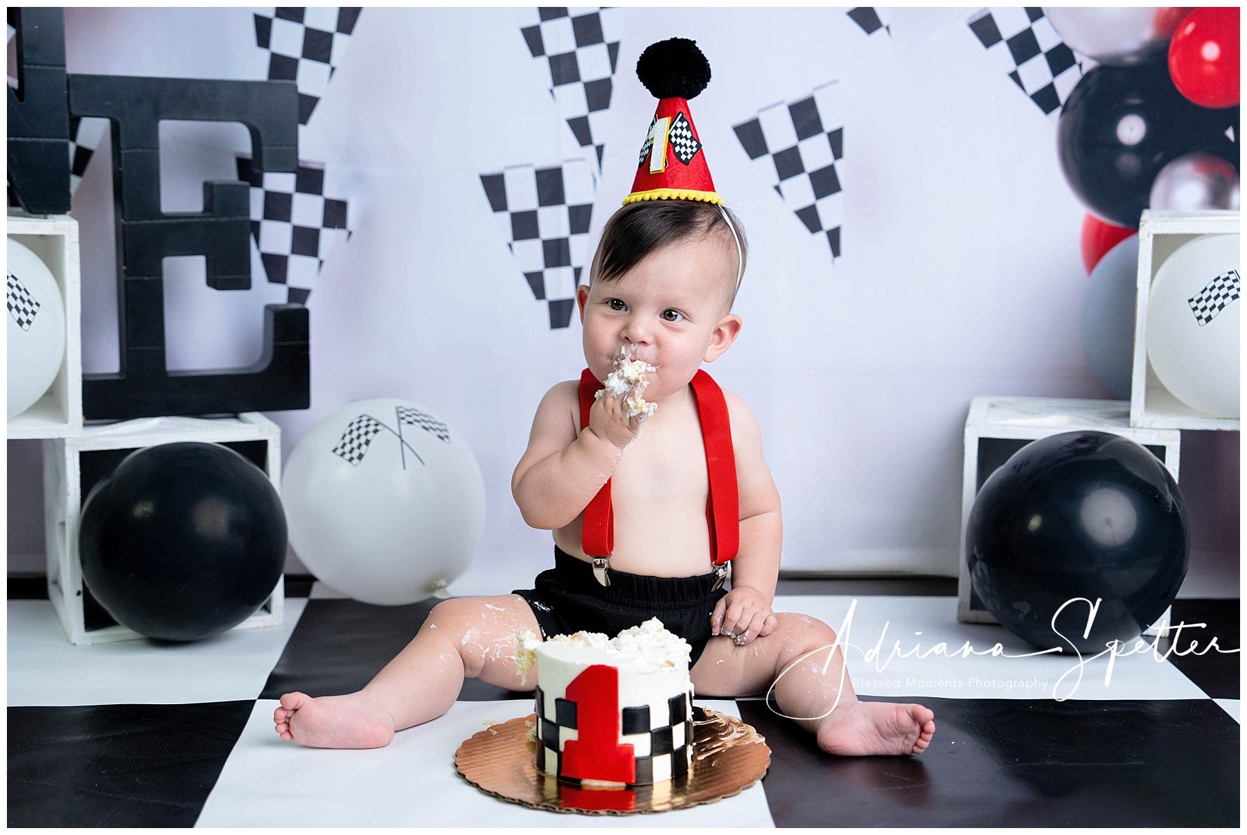 Cake Smash Backdrops Race Car Balloon Arch Birthday Backdrop MRR10-21