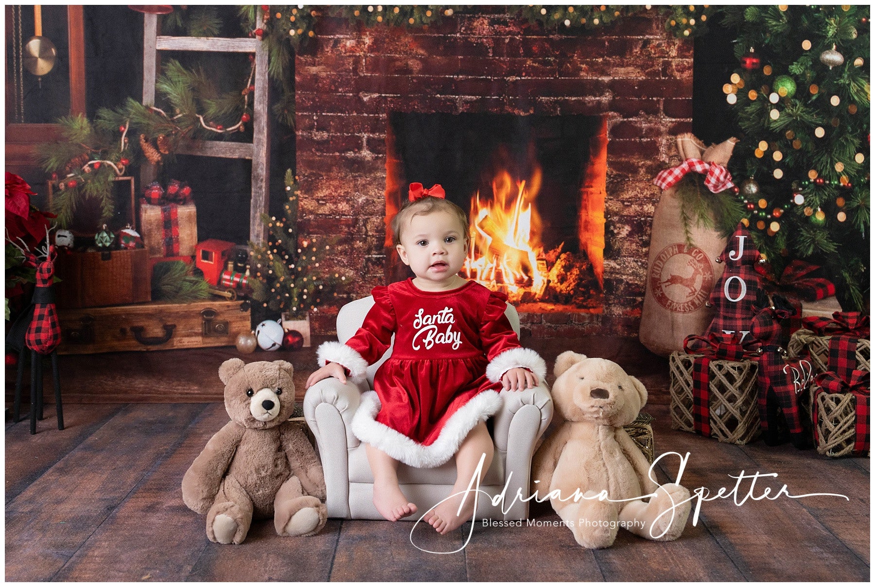Christmas Fireplace Backdrop Rustic Fireplace Decor Christmas Photo Backdrop MRR9-129