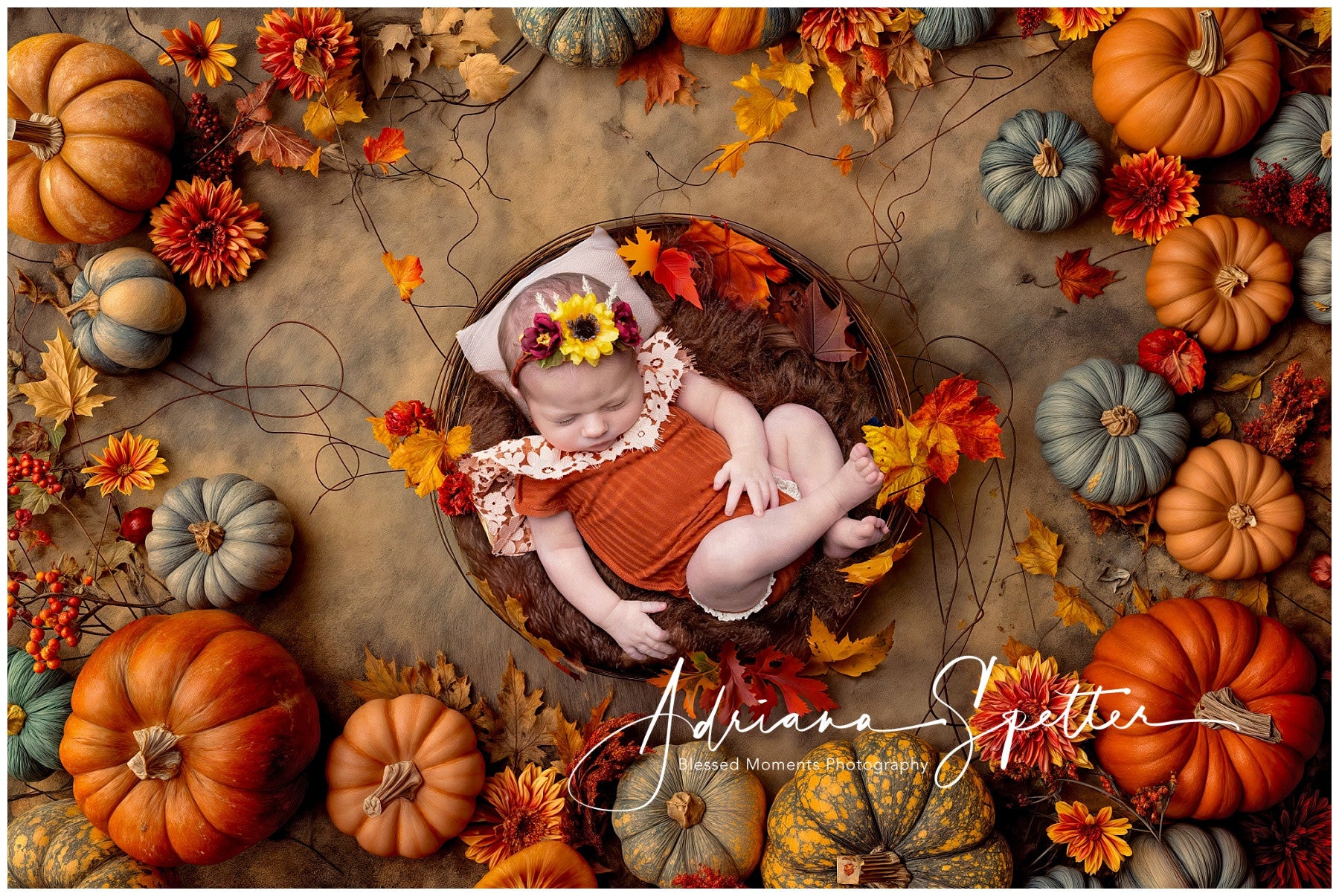 Autumn Photo Backdrop Pumpkin Harvest Autumn Arrangement Fall Backdrop MRR9-132