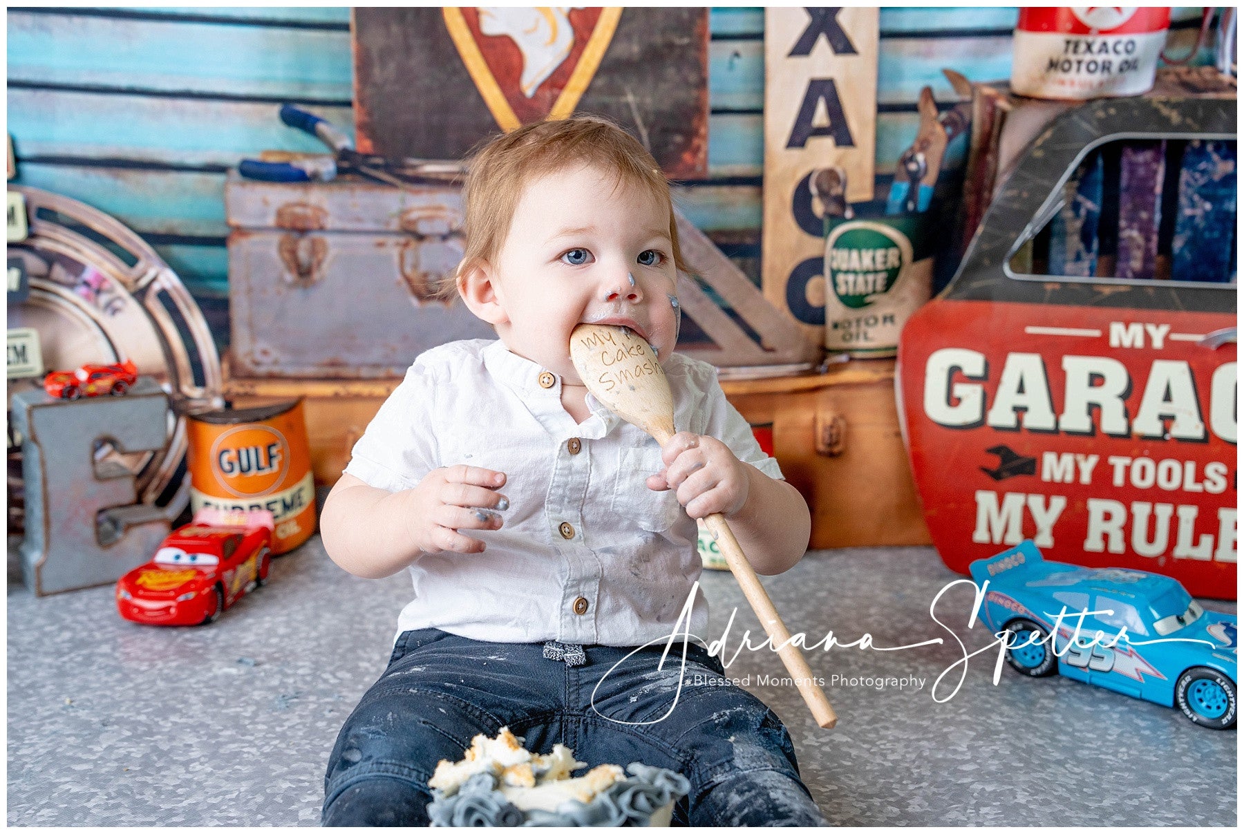 Newborn Photo Backdrop Vintage Garage Route Signs Kids Backdrop MRR9-127