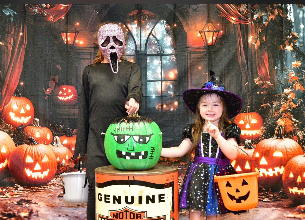 Halloween Glowing Pumpkin Lanterns Backdrop RR8-372