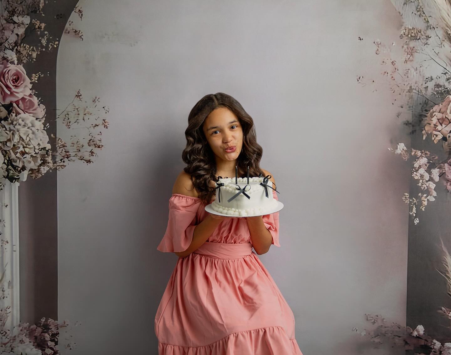 Floral Photography Backdrop Elegant Pink Floral Archway Backdrop BRP2-80