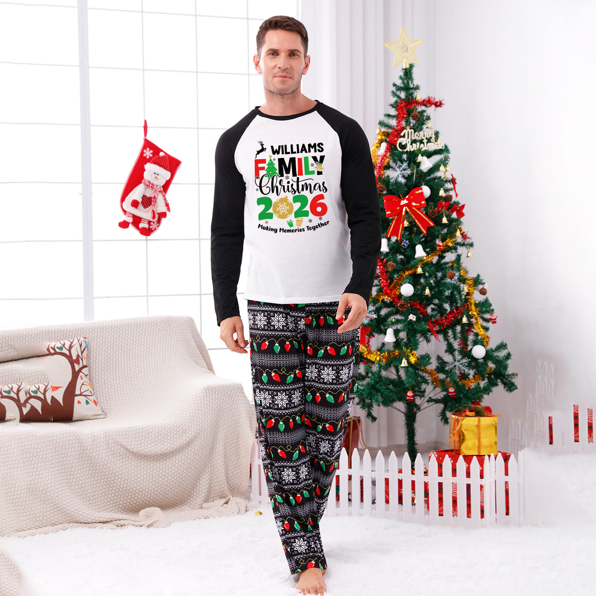 Personalized Christmas Pajamas Williams Family 2026 Matching Family Photoshoot Sleepwear CHP-120