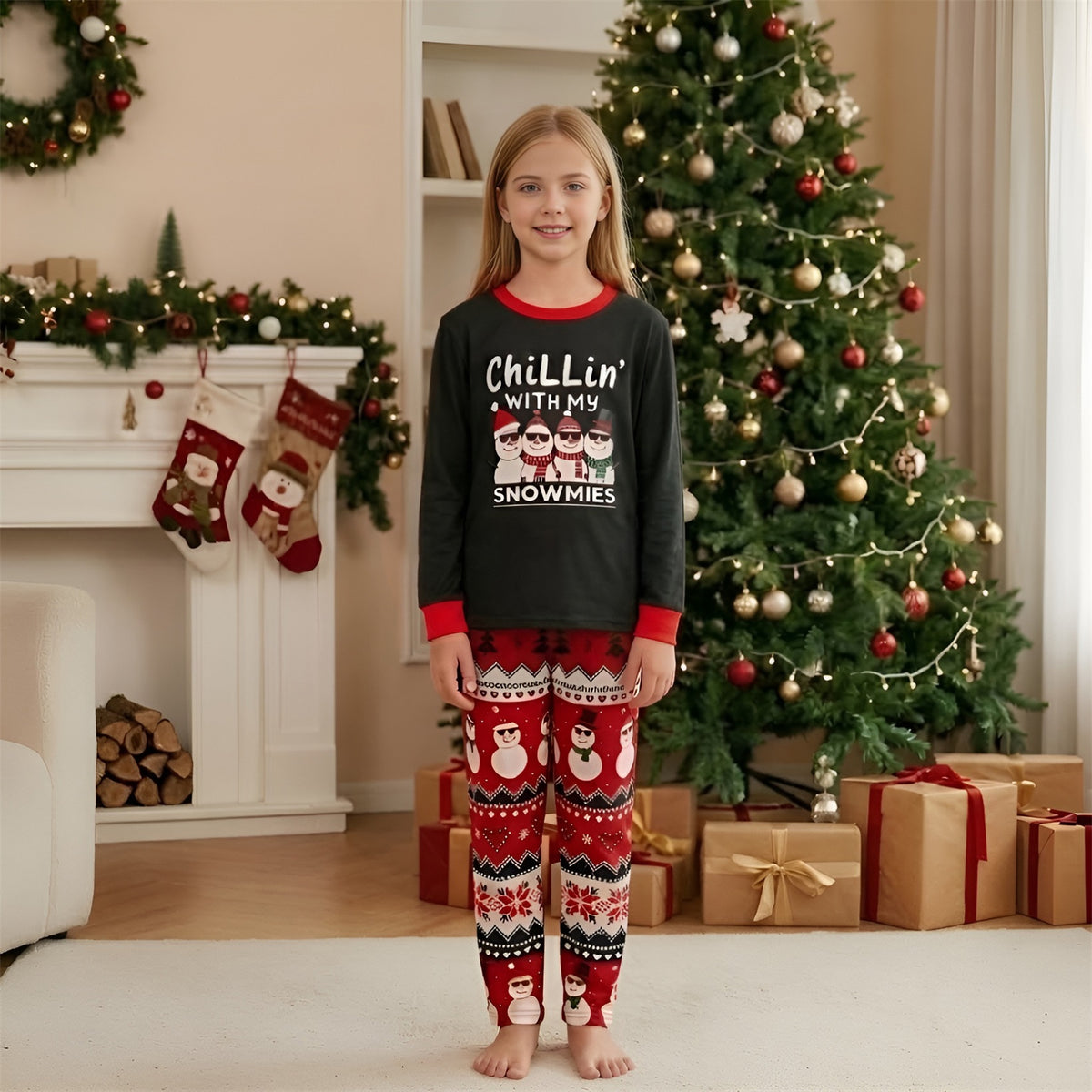 Christmas Eve Pajamas Chillin Snowman Fair Isle Family Christmas Pajamas CHP-103