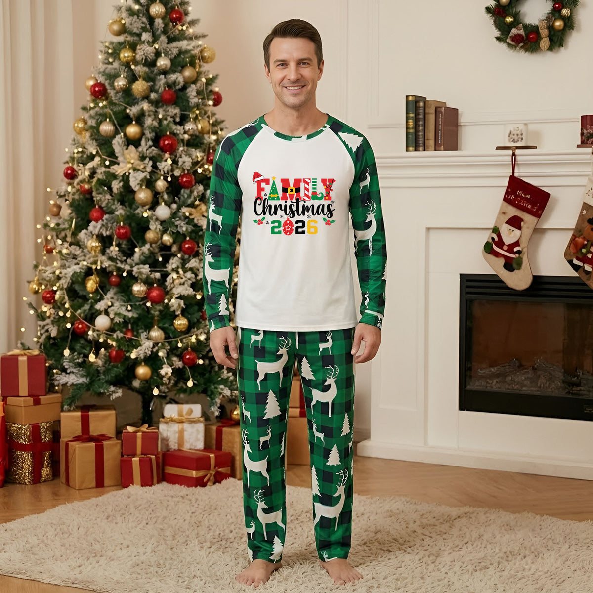 Christmas Matching Pajamas Colorful Holiday Letter Print Funny Christmas Pajamas CHP-7