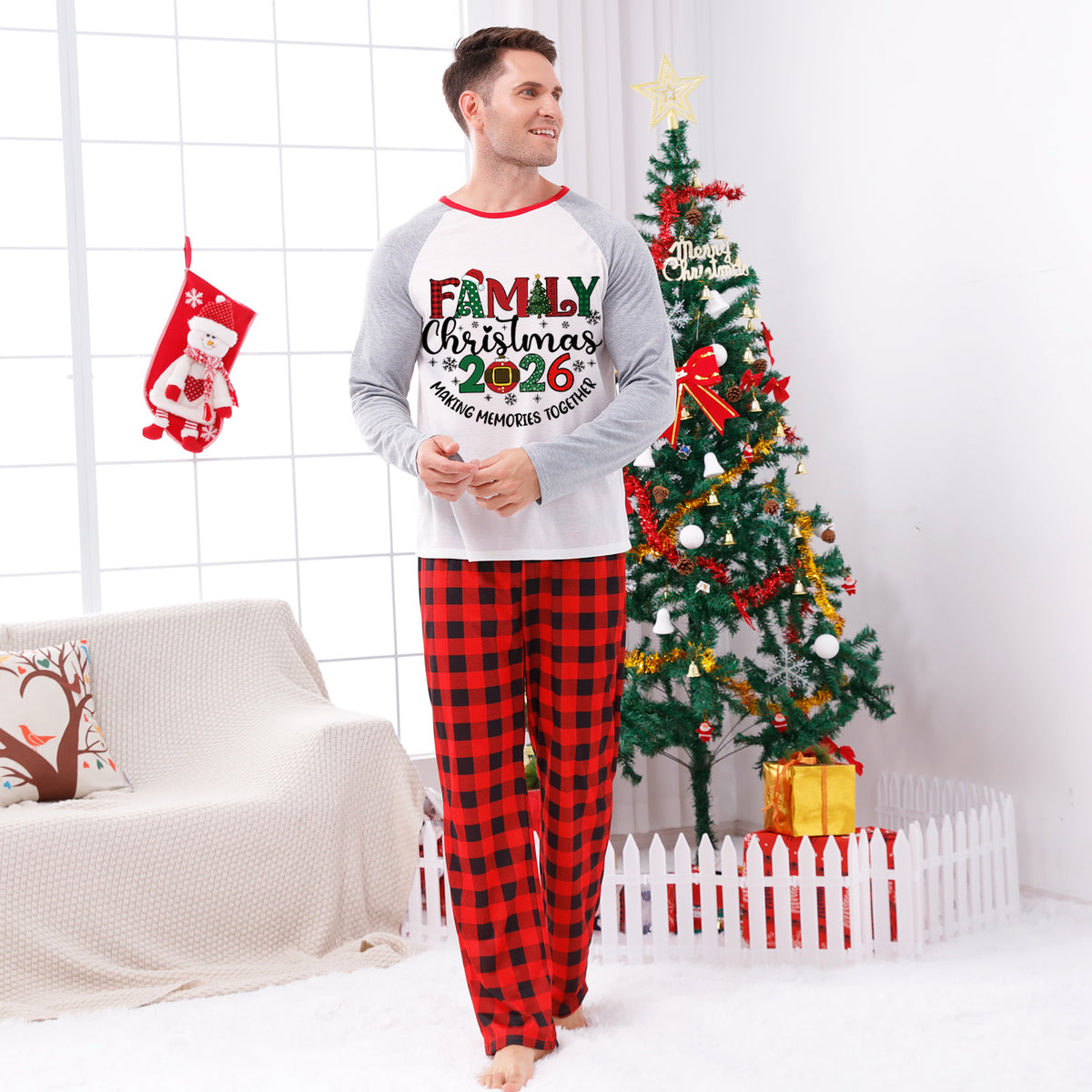Christmas Pajamas Family Christmas 2026 Plaid Letter Print Matching Family Photo Outfit Christmas Sleepwear CHP-106