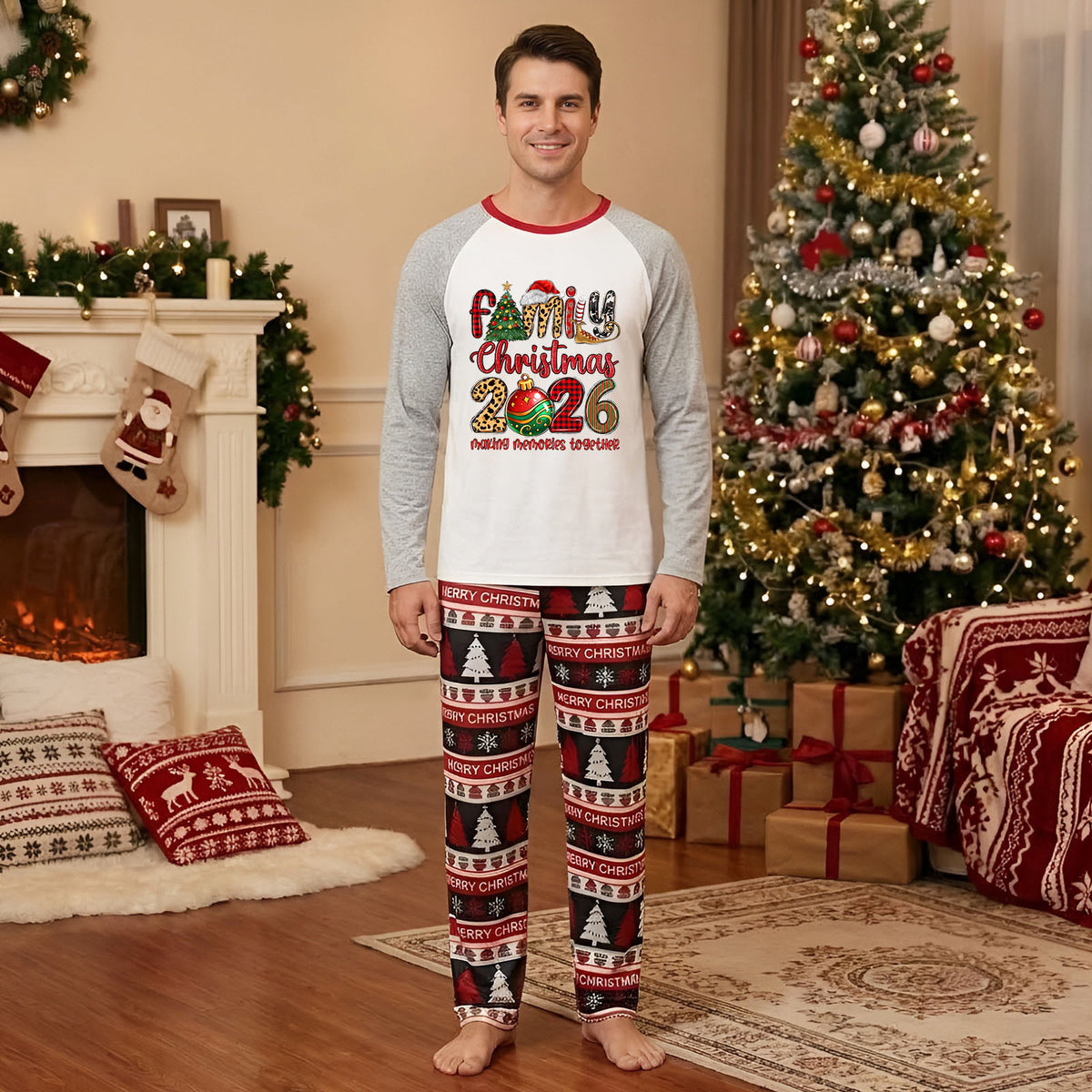 Christmas Pajama Photoshoot Ornate Family Holiday Typography Christmas Morning Pajamas CHP-62