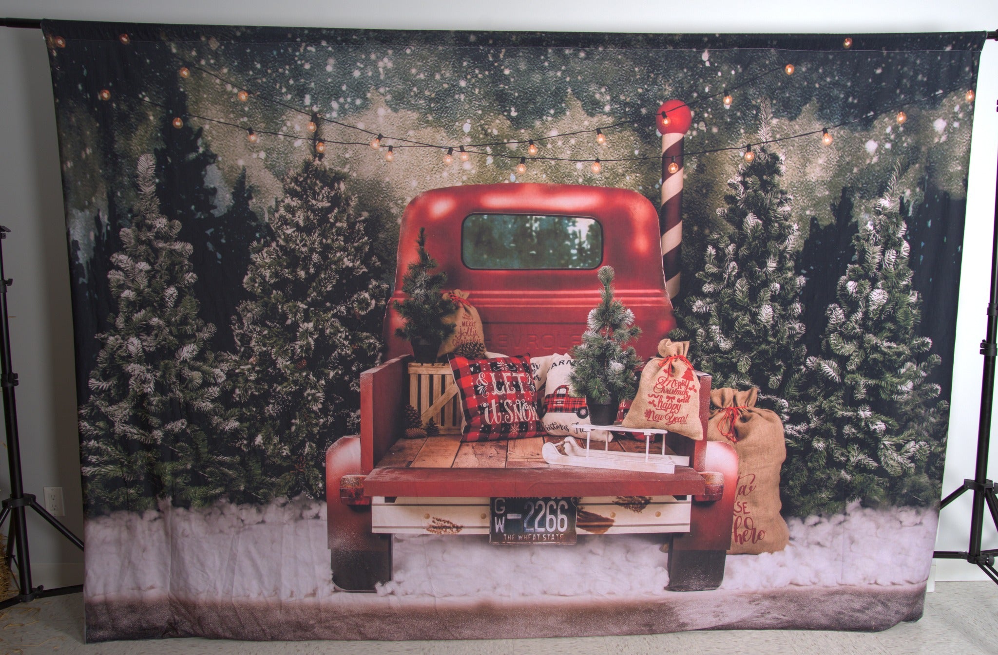 Red Car Christmas Tree Photography Backdrop SH-960