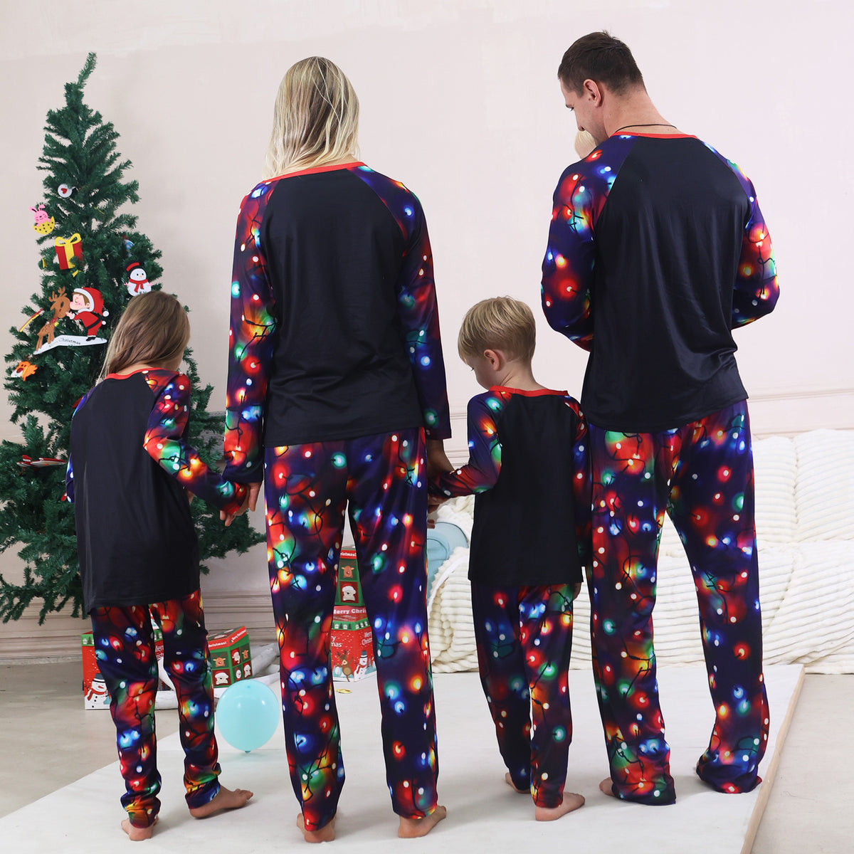 Christmas Card Photo Outfits Sparkling Tree Lights Print Christmas Photo Session Outfits CHP-93