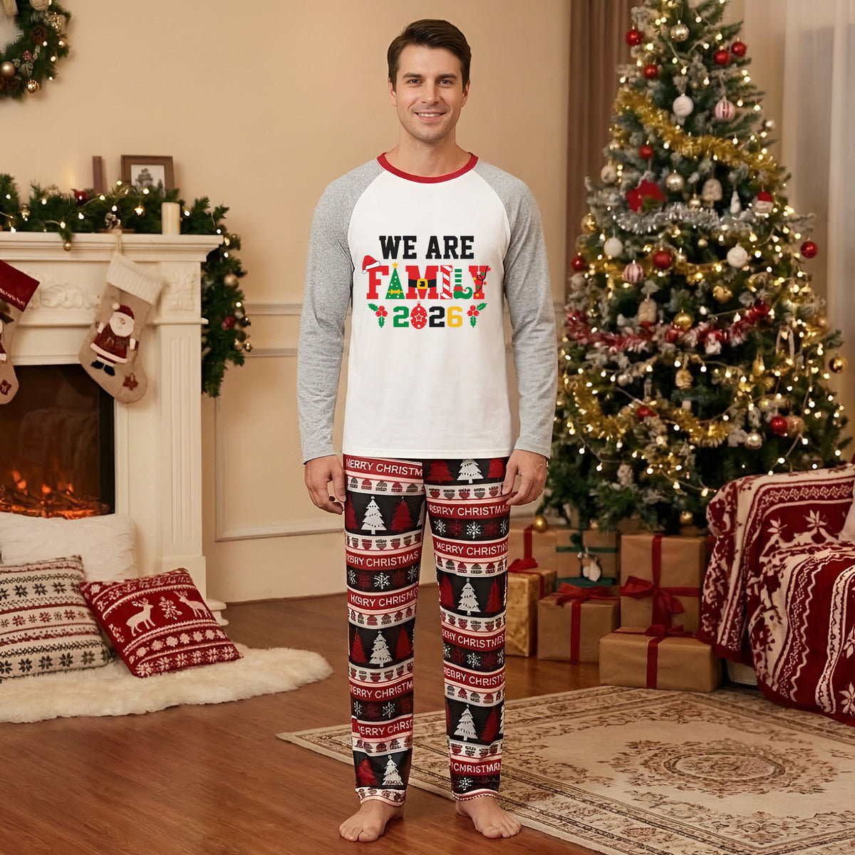 Holiday Matching Pajamas Bold Family Festive Typography Fair Isle Christmas Pajamas CHP-61