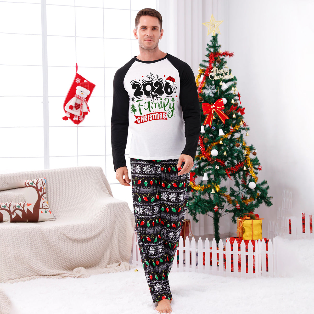 Christmas Pajamas 2026 Reindeer Family Christmas Print Matching Family Photoshoot Sleepwear CHP-119