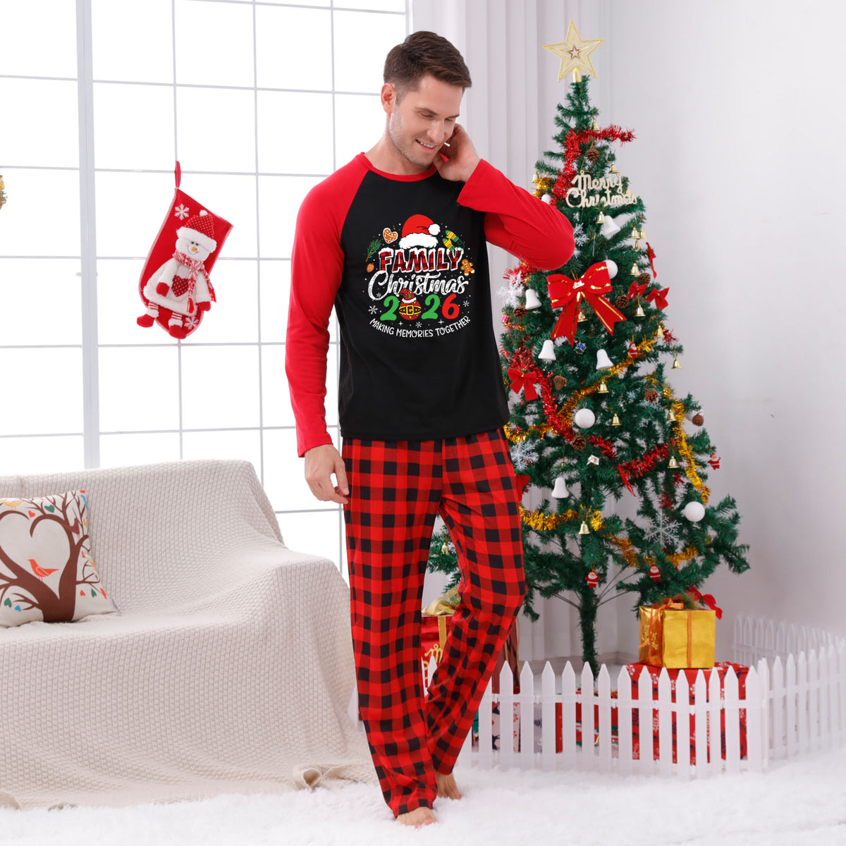 Christmas Sleepwear Santa Gingerbread Graphic Matching Family Christmas Pajamas CHP-45